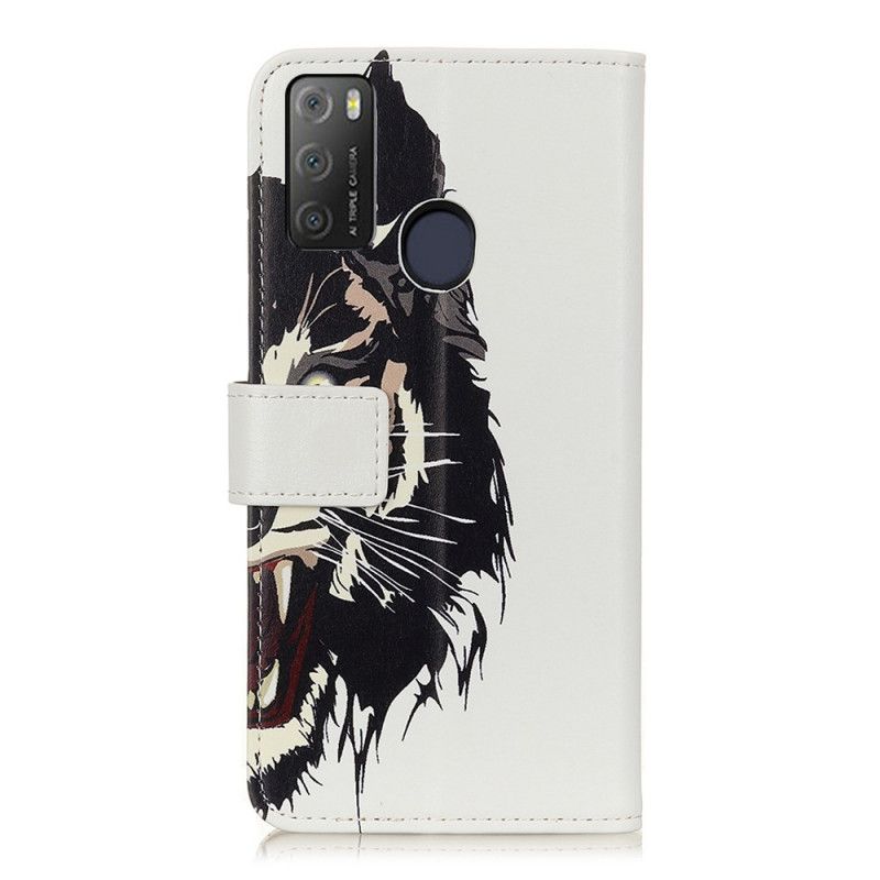 Læder Cover Alcatel 1S / 3L (2021) Hærd Tiger