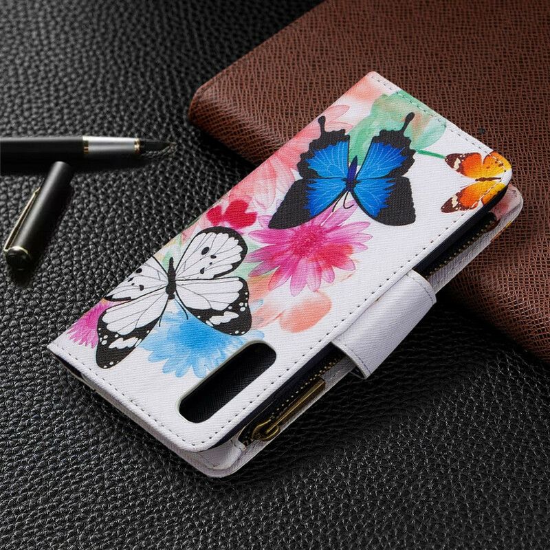 Flip Cover Oppo Find X2 Neo Sommerfugle Med Lynlåslomme