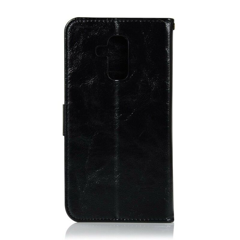 Flip Cover Huawei Mate 20 Lite Med Snor Vintage Imiteret Læderrem