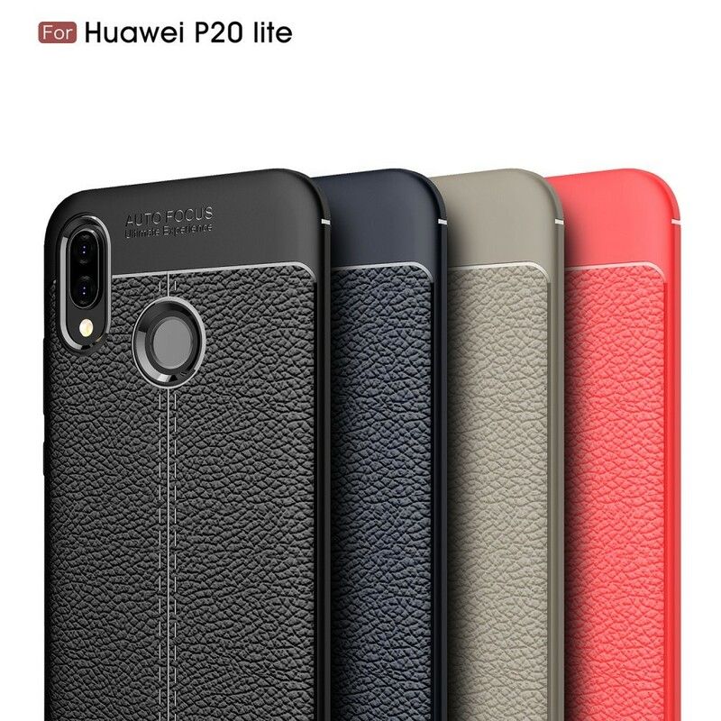 Cover Huawei P20 Lite Dobbelt Linje Litchi Læder Effekt