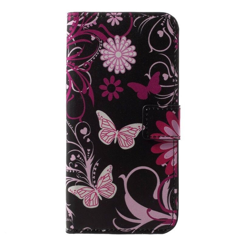 Flip Cover Huawei P20 Lite Sommerfugle Og Blomster