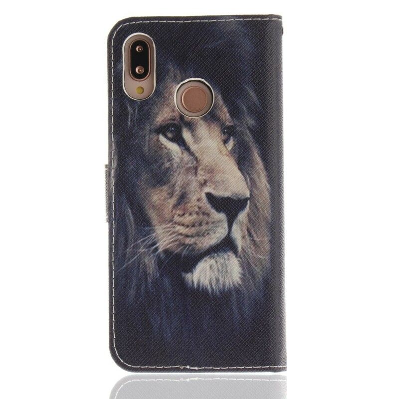 Læder Cover Huawei P20 Lite Drømmende Løve