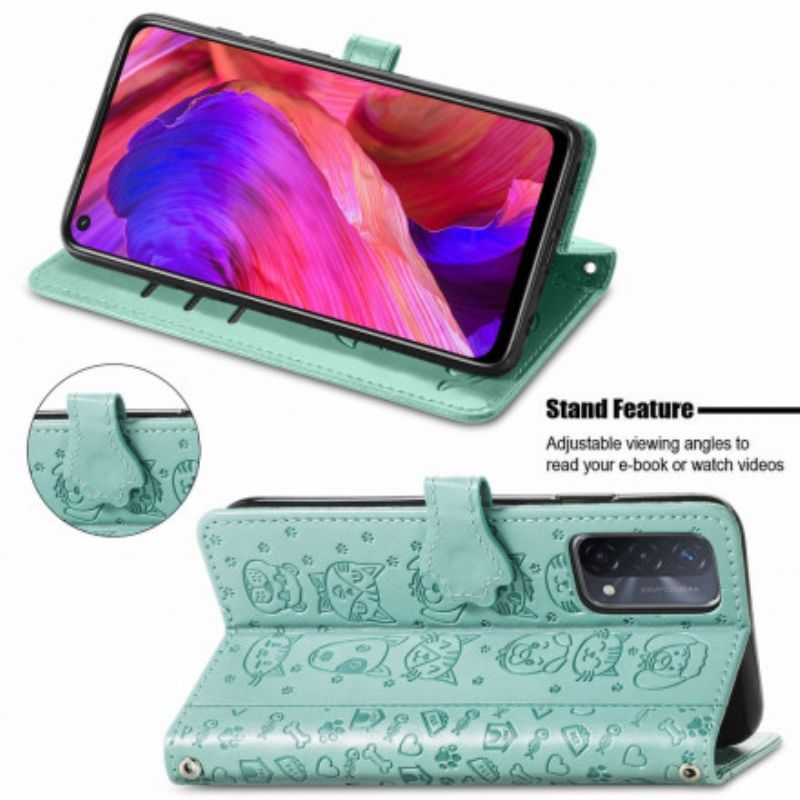 Flip Cover Oppo A54 5G / A74 5G Animerede Dyr