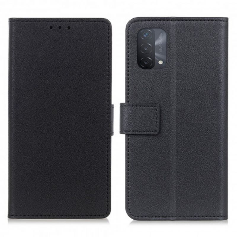 Læder Cover Oppo A54 5G / A74 5G Simpel Skinnende Lædereffekt