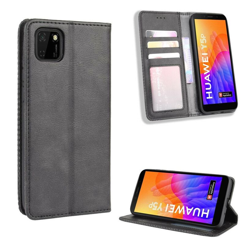 Cover Huawei Y5p Flip Cover Vintage Stiliseret Lædereffekt
