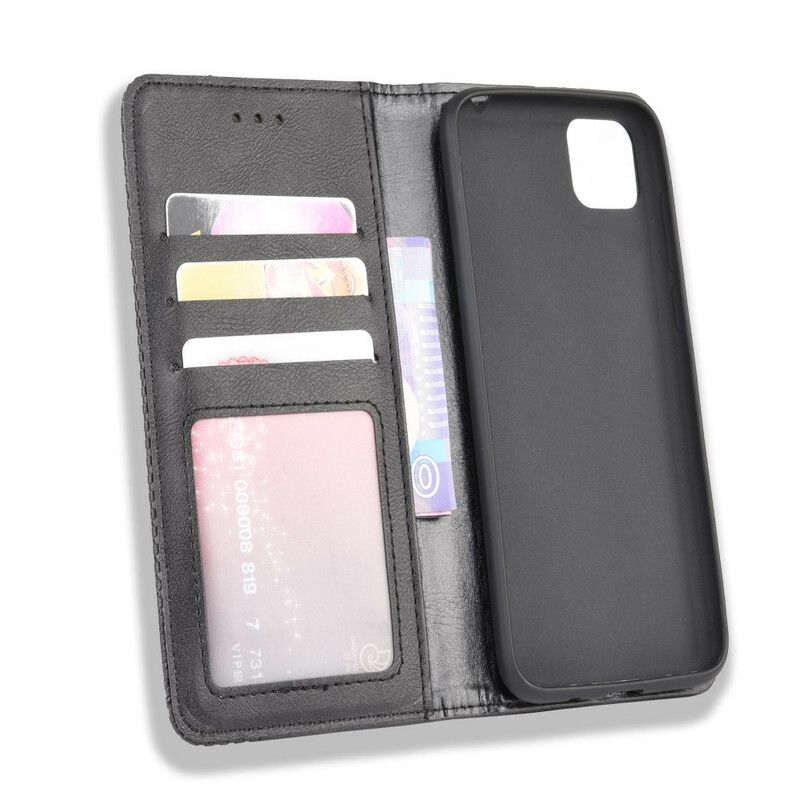 Cover Huawei Y5p Flip Cover Vintage Stiliseret Lædereffekt