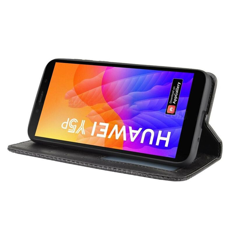 Cover Huawei Y5p Flip Cover Vintage Stiliseret Lædereffekt