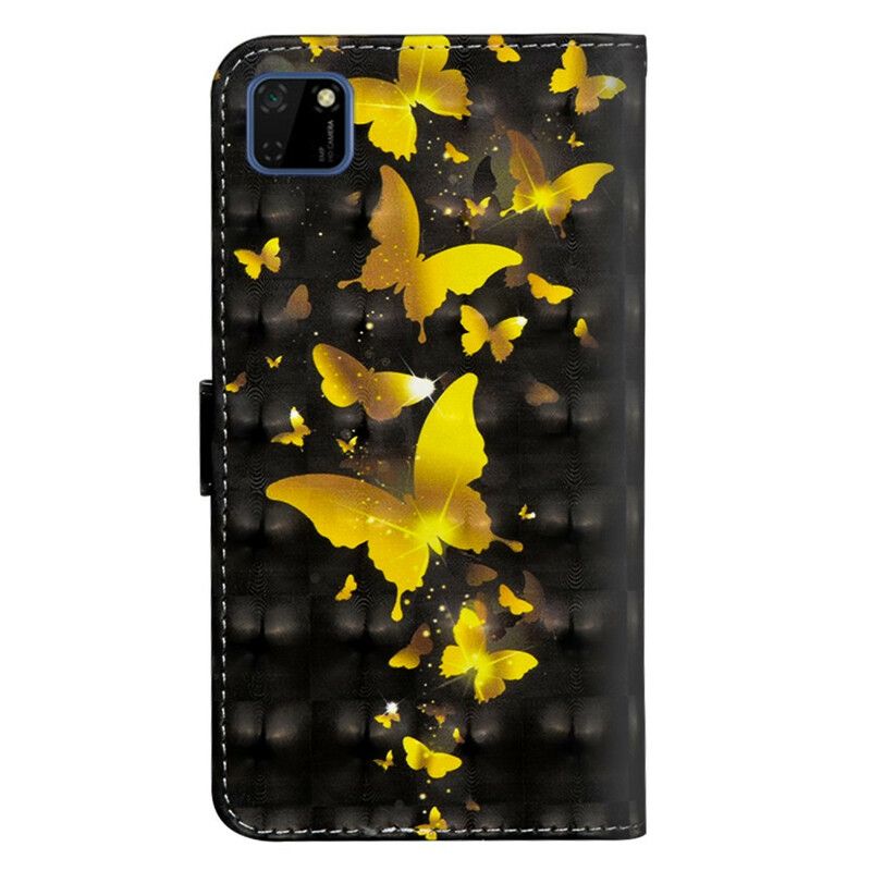 Flip Cover Huawei Y5p Gule Sommerfugle