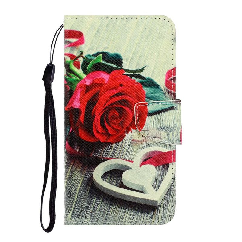 Flip Cover Huawei Y5p Med Snor Romantisk Strappy Rose