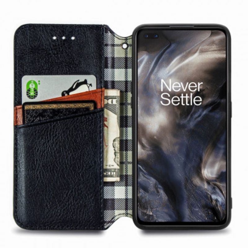 Cover OnePlus Nord Flip Cover Lædereffekt Med Diamanttekstur