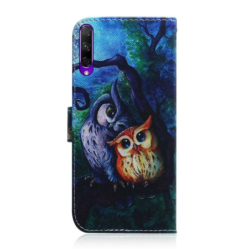 Læder Cover Huawei P Smart Pro / Honor 9X Pro Maleri Af Ugler