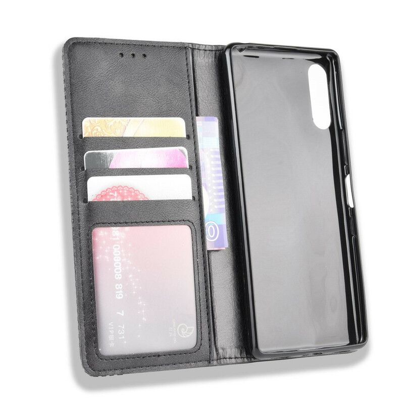 Cover Sony Xperia L4 Flip Cover Vintage Stiliseret Lædereffekt