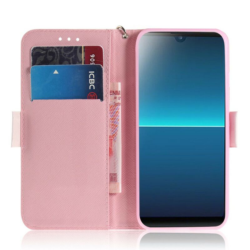 Læder Cover Sony Xperia L4 Med Snor Thong Panda Love