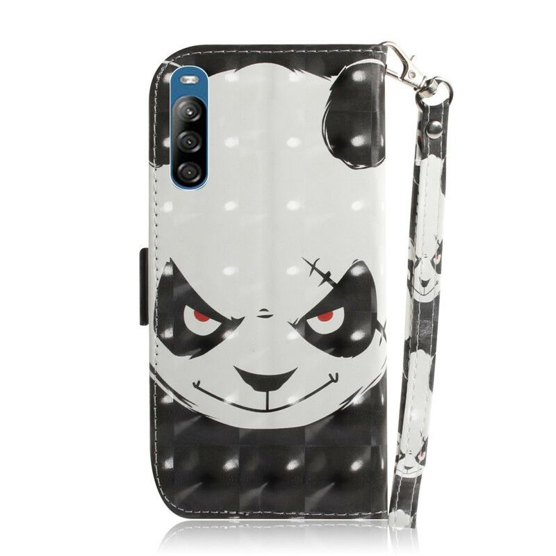 Læder Cover Sony Xperia L4 Med Snor Vred Panda Med Rem