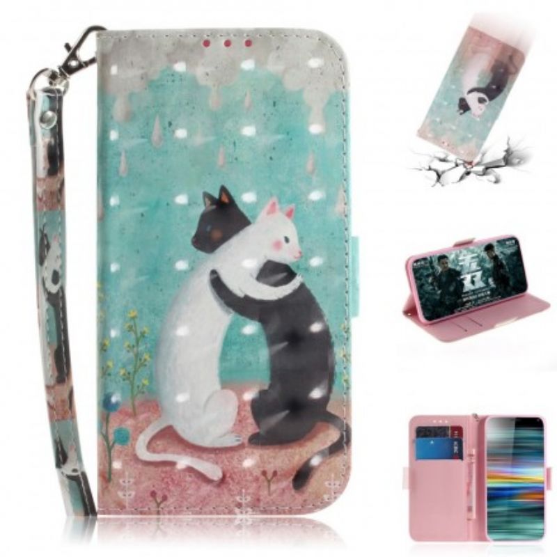 Flip Cover Sony Xperia 10 Med Snor Thong Cat Friends
