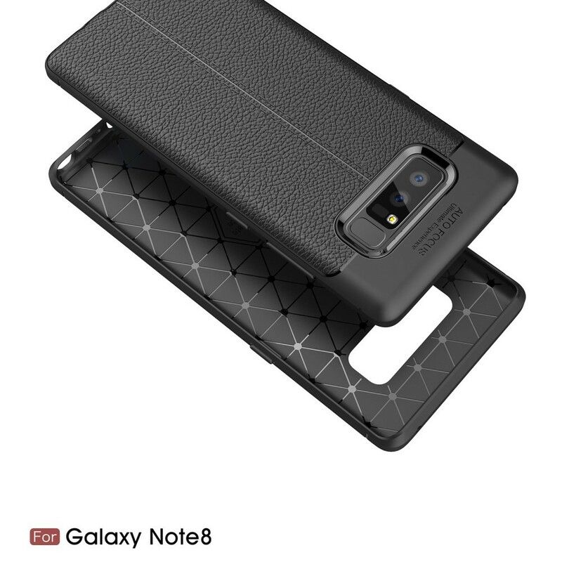 Cover Samsung Galaxy Note 8 Dobbelt Linje Litchi Lædereffekt