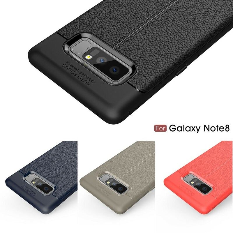 Cover Samsung Galaxy Note 8 Dobbelt Linje Litchi Lædereffekt