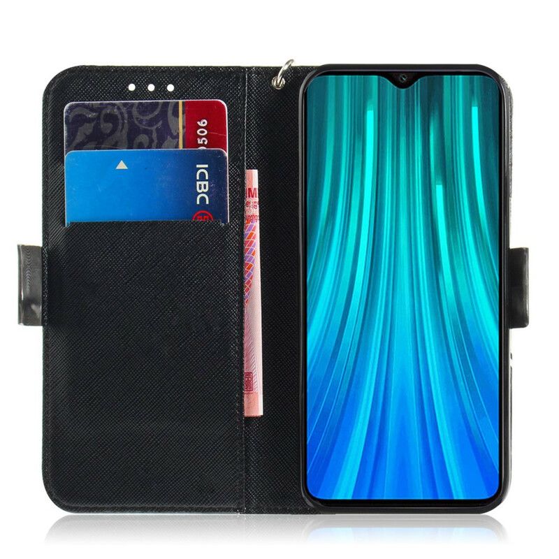 Flip Cover Xiaomi Redmi Note 8 Pro Med Snor Grå Strappy Kat