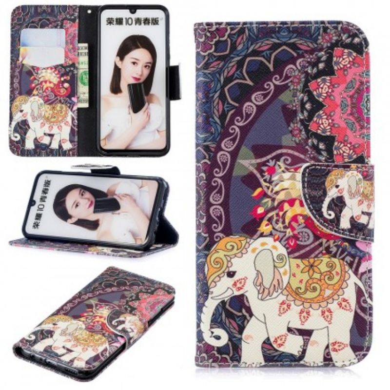 Flip Cover Huawei P Smart 2019 / Honor 10 Lite Etnisk Elefantmandala