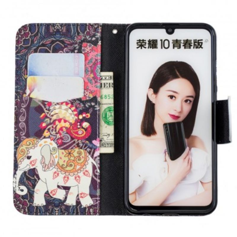 Flip Cover Huawei P Smart 2019 / Honor 10 Lite Etnisk Elefantmandala