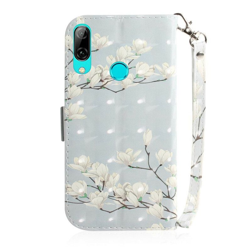 Flip Cover Huawei P Smart 2019 / Honor 10 Lite Med Snor Thong Blomstertræ