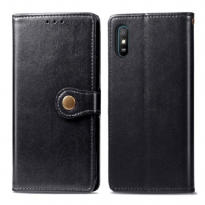 Flip Cover Xiaomi Redmi 9A Imiteret Læder Og Vintage Lås
