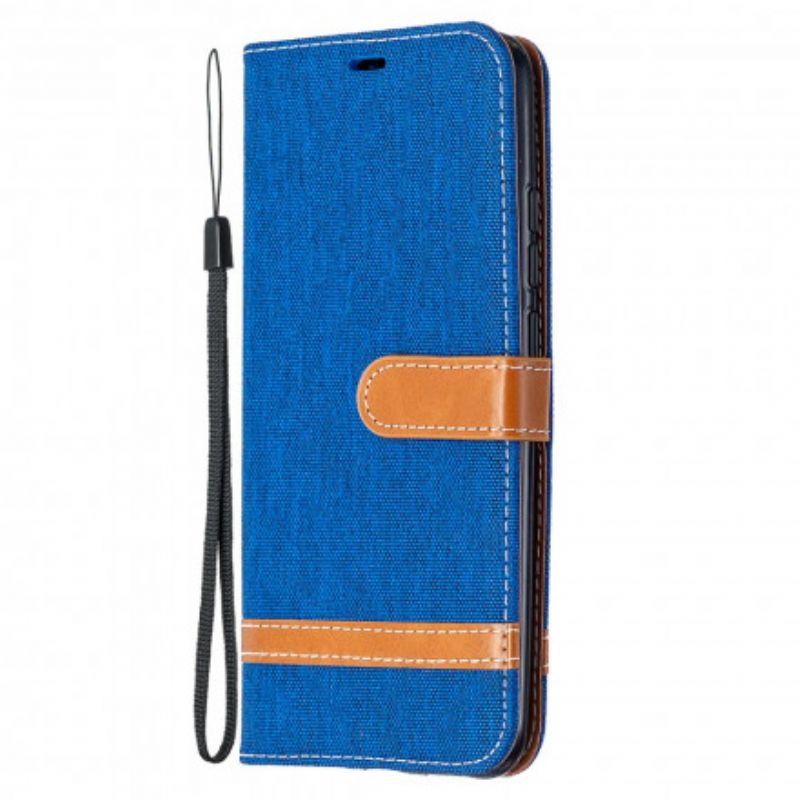 Flip Cover Xiaomi Redmi 9A Med Snor Stof- Og Lædereffektrem