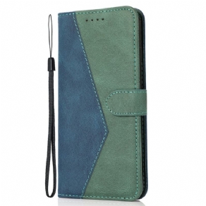 Flip Cover Xiaomi Redmi 9A Tofarvet Kunstlædertrekant