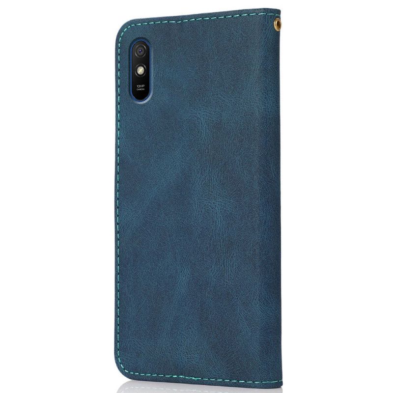 Flip Cover Xiaomi Redmi 9A Tofarvet Kunstlædertrekant