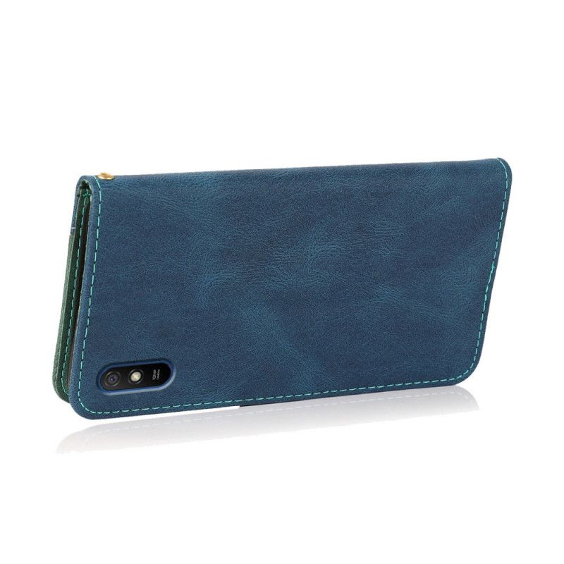 Flip Cover Xiaomi Redmi 9A Tofarvet Kunstlædertrekant