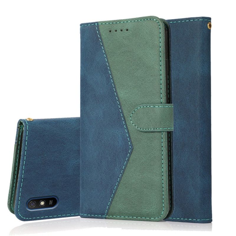 Flip Cover Xiaomi Redmi 9A Tofarvet Kunstlædertrekant