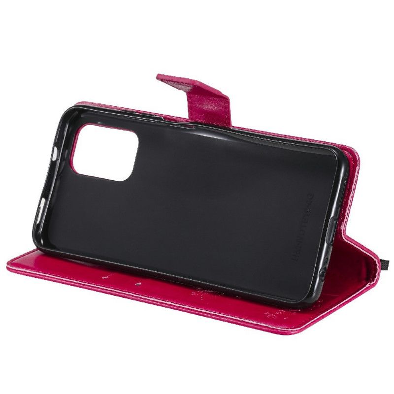 Flip Cover Xiaomi Redmi Note 10 Pro Med Snor Træ Og Strappy Cat