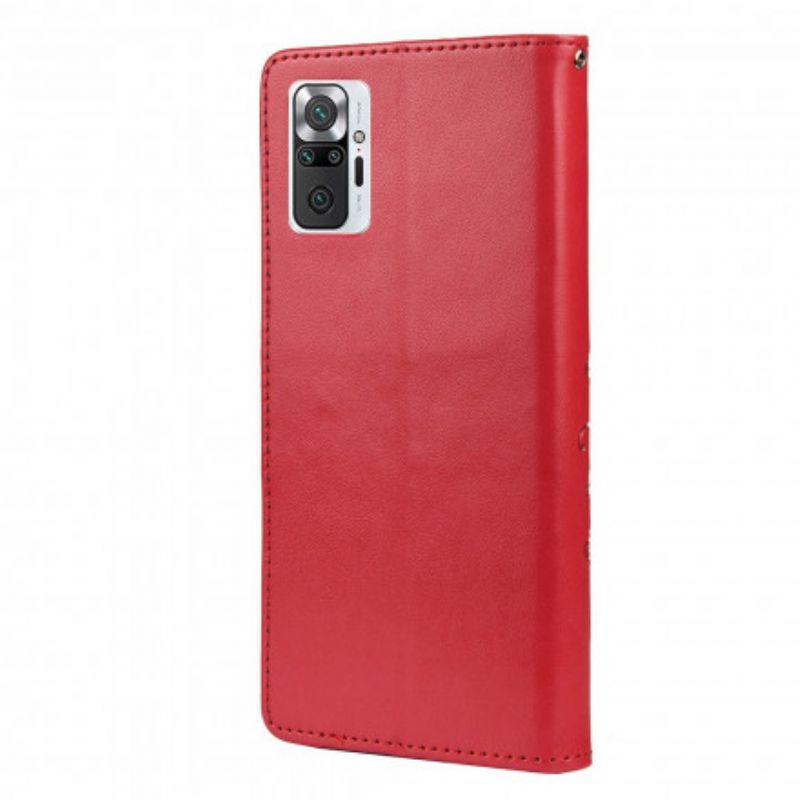 Læder Cover Xiaomi Redmi Note 10 Pro Sommerfugle Og Blomster