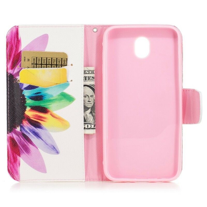 Læder Cover Samsung Galaxy J5 2017 Akvarelblomst