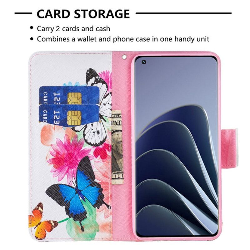 Flip Cover OnePlus 10 Pro 5G Akvarelsommerfugle