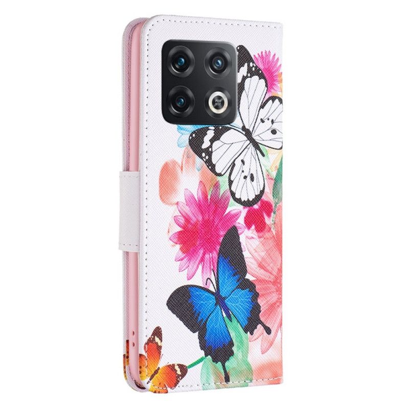 Flip Cover OnePlus 10 Pro 5G Akvarelsommerfugle