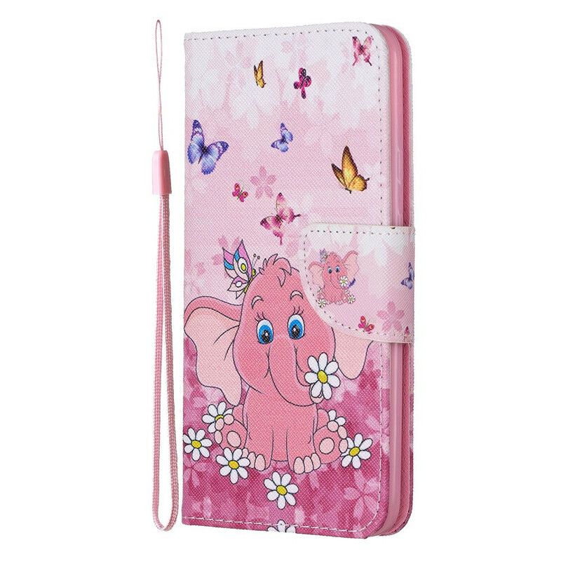 Læder Cover Google Pixel 4 XL Elefantbaby Pink