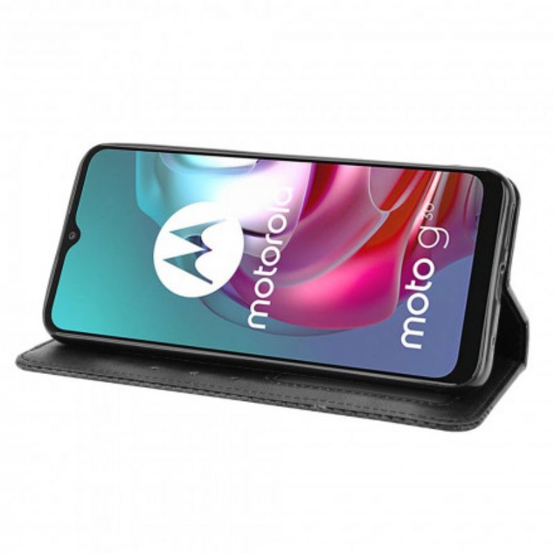 Cover Moto G10 / G30 Flip Cover Stylet Vintage Lædereffekt