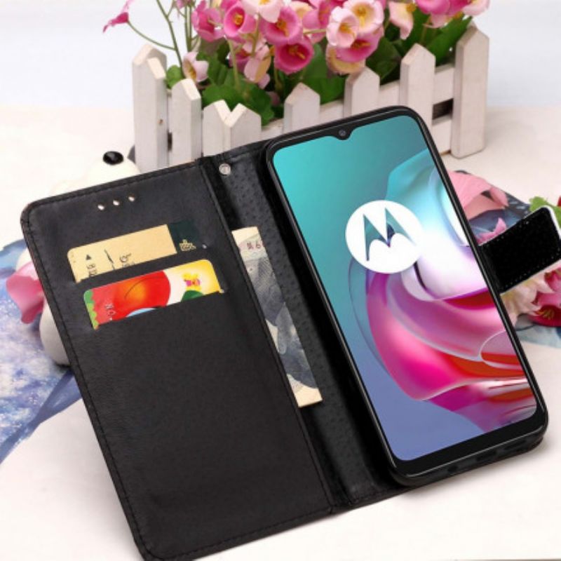 Læder Cover Moto G10 / G30 Gyldne Roser