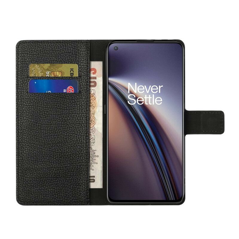 Flip Cover OnePlus Nord 2 5G Litchi Grain Læder Effekt