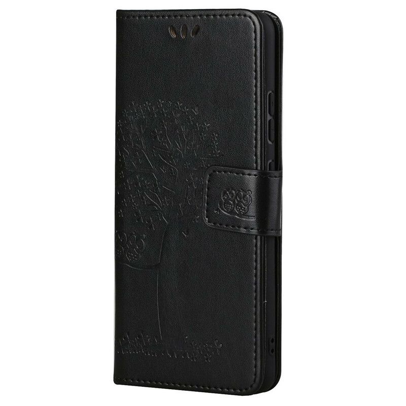 Flip Cover OnePlus Nord 2 5G Med Snor Træ Og Strappy Ugler