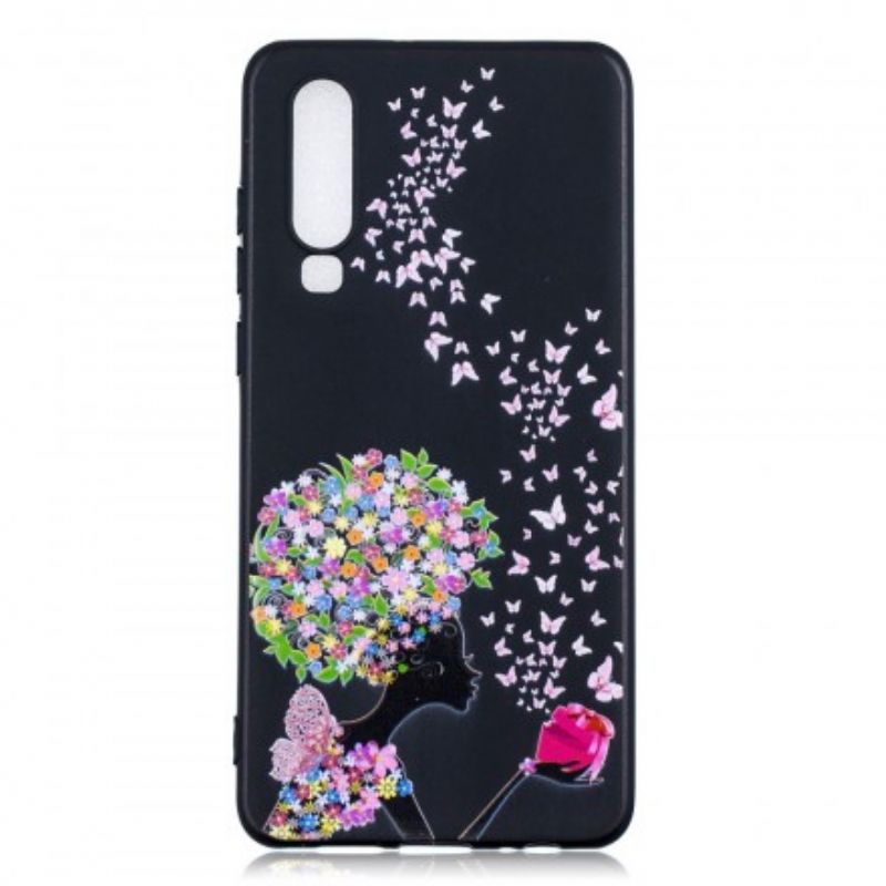 Cover Huawei P30 Kvinde Med Blomsterhoved