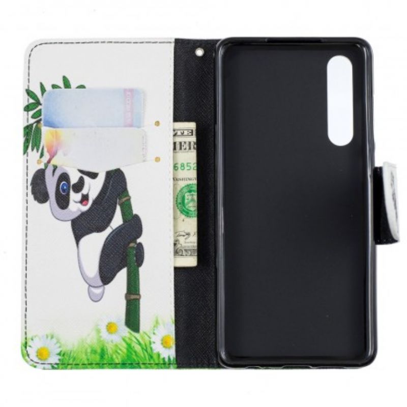 Flip Cover Huawei P30 Panda På Bambus