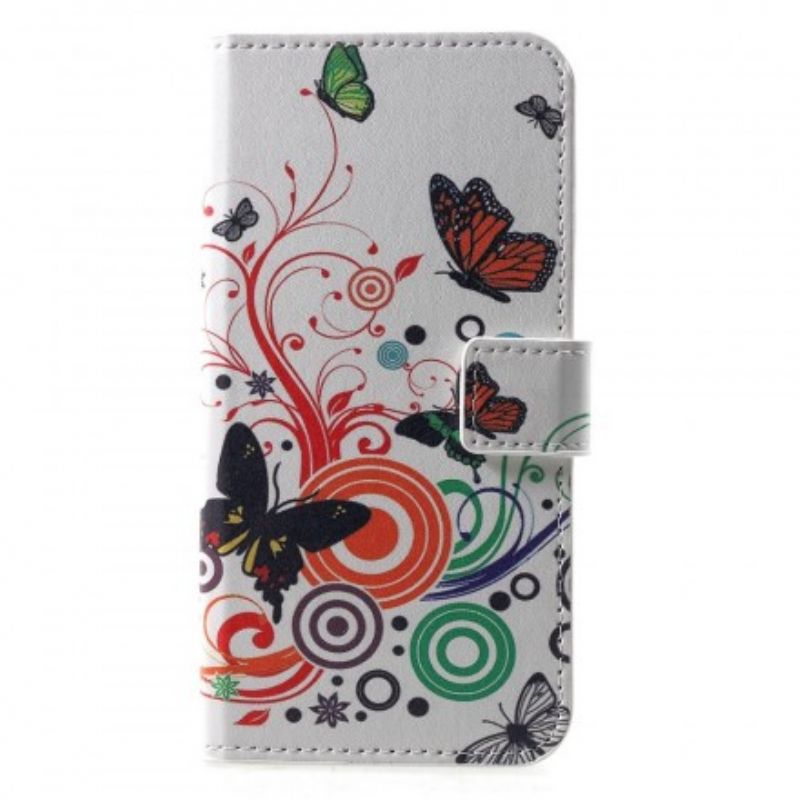 Flip Cover Huawei P30 Sommerfugle Og Blomster