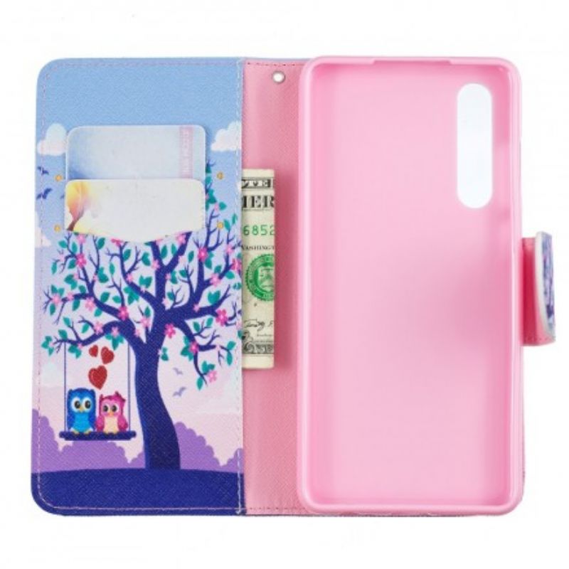 Flip Cover Huawei P30 Ugler På Gyngen