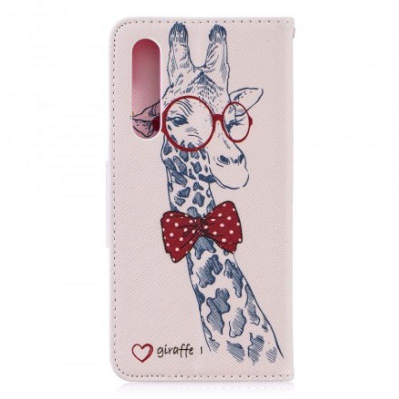 Læder Cover Huawei P30 Nørdet Giraf