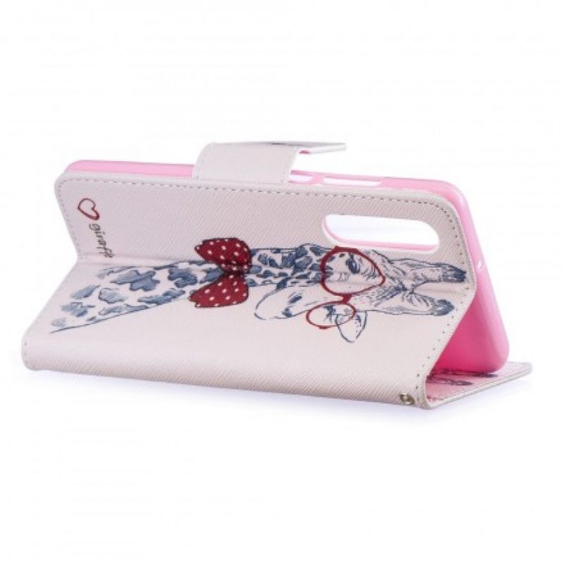 Læder Cover Huawei P30 Nørdet Giraf