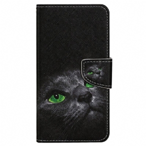 Flip Cover Samsung Galaxy A13 Med Snor Grønøjet Kat Med Rem