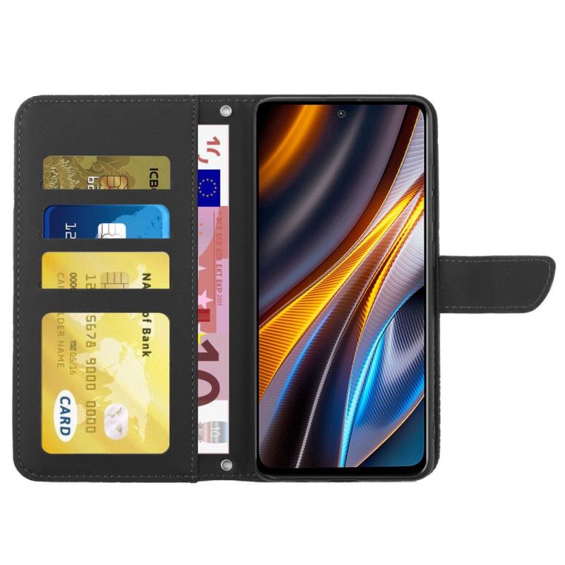 Flip Cover Poco X4 GT Faux Læder Sommerfugle Med Skulderrem