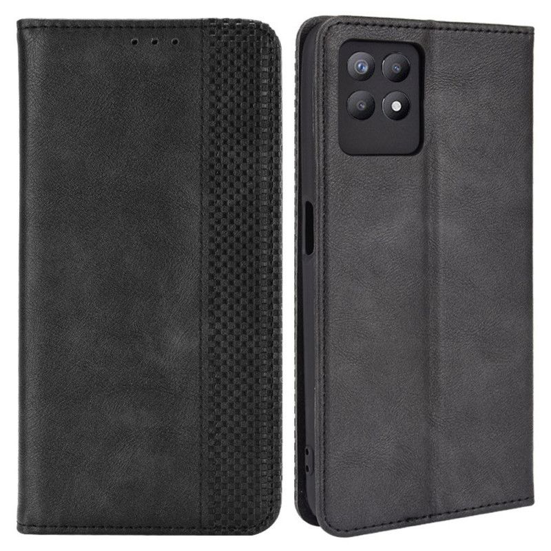 Cover Realme 8i Flip Cover Styliseret Vintage Lædereffekt
